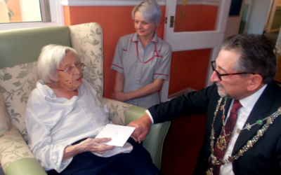 Special birthday card delivery for Gladys from Mayor